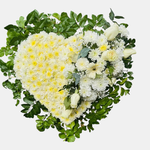 Corona corazón blanco - Florería San Ignacio